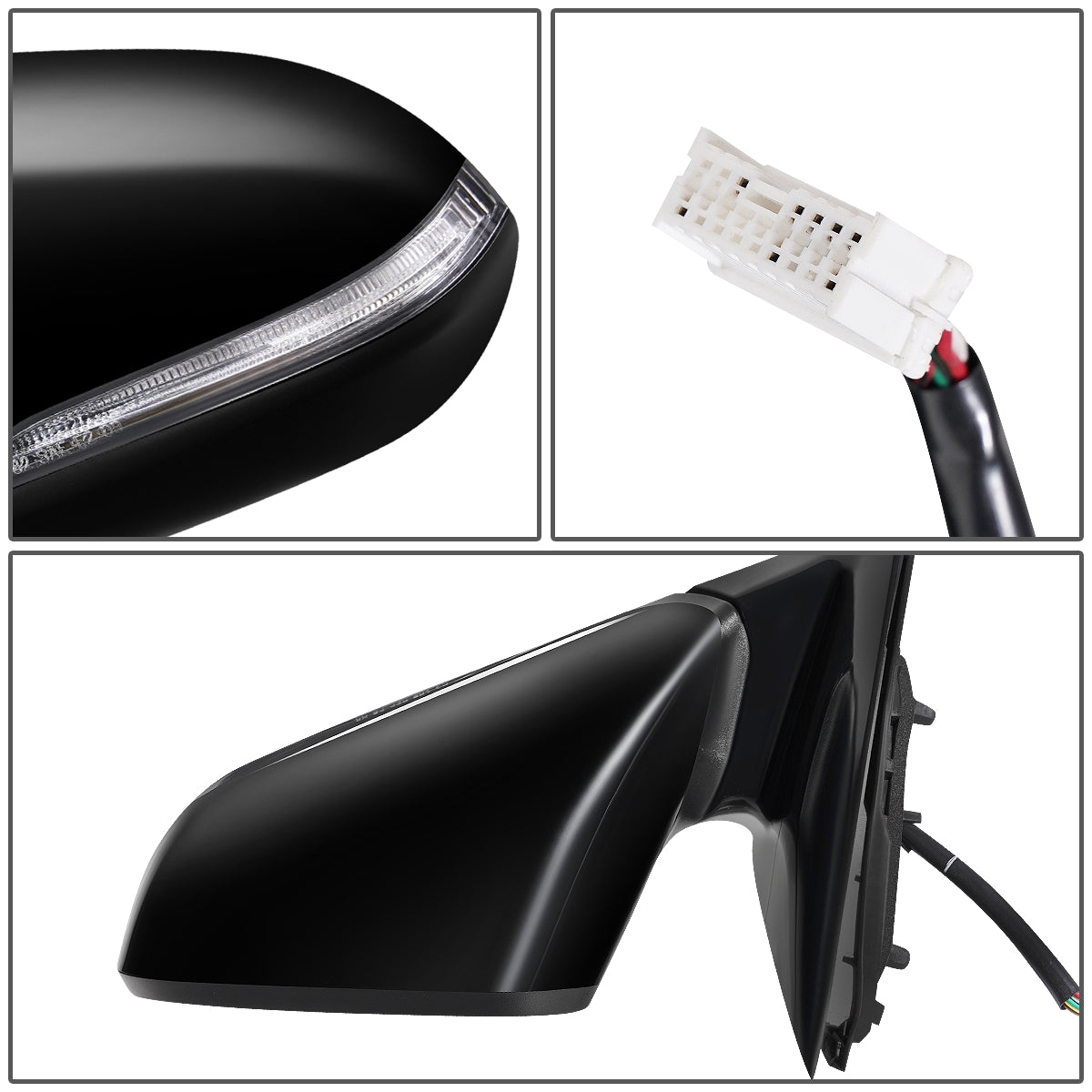 RETROVISOR MIRROR - OEM - 15-17 HYUNDAI SONATA - POWERED - HEATED - W/ SIGNAL LIGHT - W/ BSD - FOLDING - TEXTURED - BLACK MATERIAL - LEFT