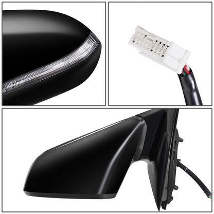 RETROVISOR MIRROR - OEM - 15-17 HYUNDAI SONATA - POWERED - HEATED - W/ SIGNAL LIGHT - W/ BSD - FOLDING - TEXTURED - BLACK MATERIAL - LEFT