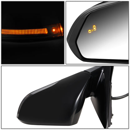 RETROVISOR MIRROR - OEM - 15-17 HYUNDAI SONATA - POWERED - HEATED - W/ SIGNAL LIGHT - W/ BSD - FOLDING - BLACK MATERIAL - LEFT
