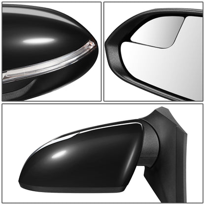 RETROVISOR MIRROR - OEM - 18-20 HYUNDAI ACCENT - POWERED - HEATED - W/ SIGNAL LIGHT - FOLDING - W/ SPOTTER GLASS - BLACK MATERIAL - LEFT