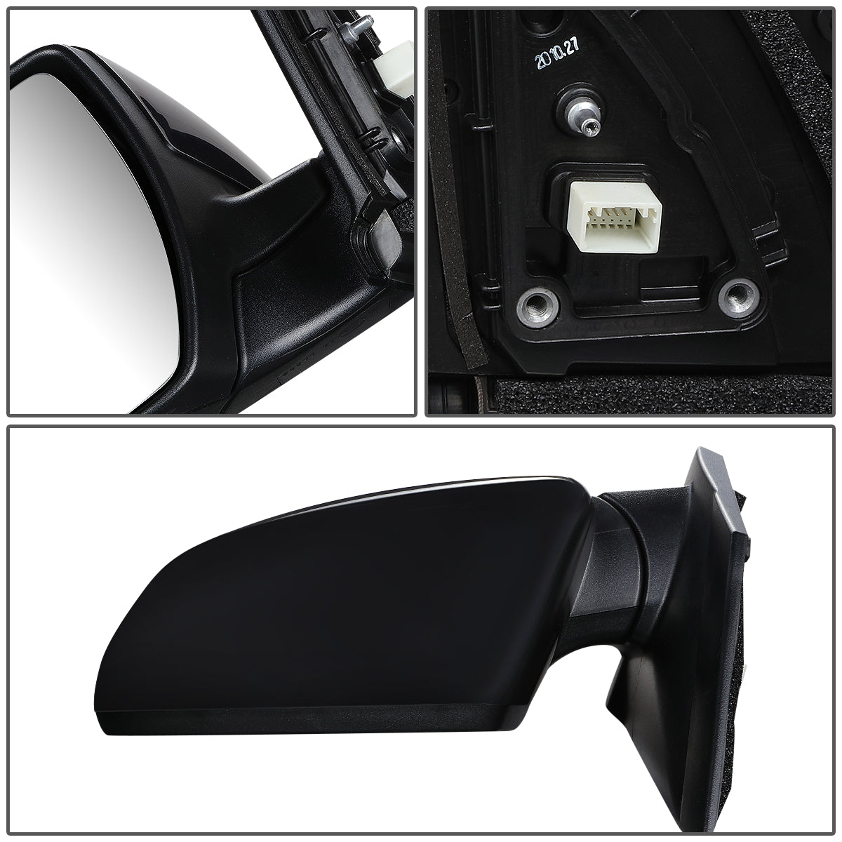 RETROVISOR MIRROR - OEM - 16-18 HYUNDAI TUCSON - POWERED - HEATED - W/ SPOTTER GLASS - FOLDING - BLACK MATERIAL - LEFT