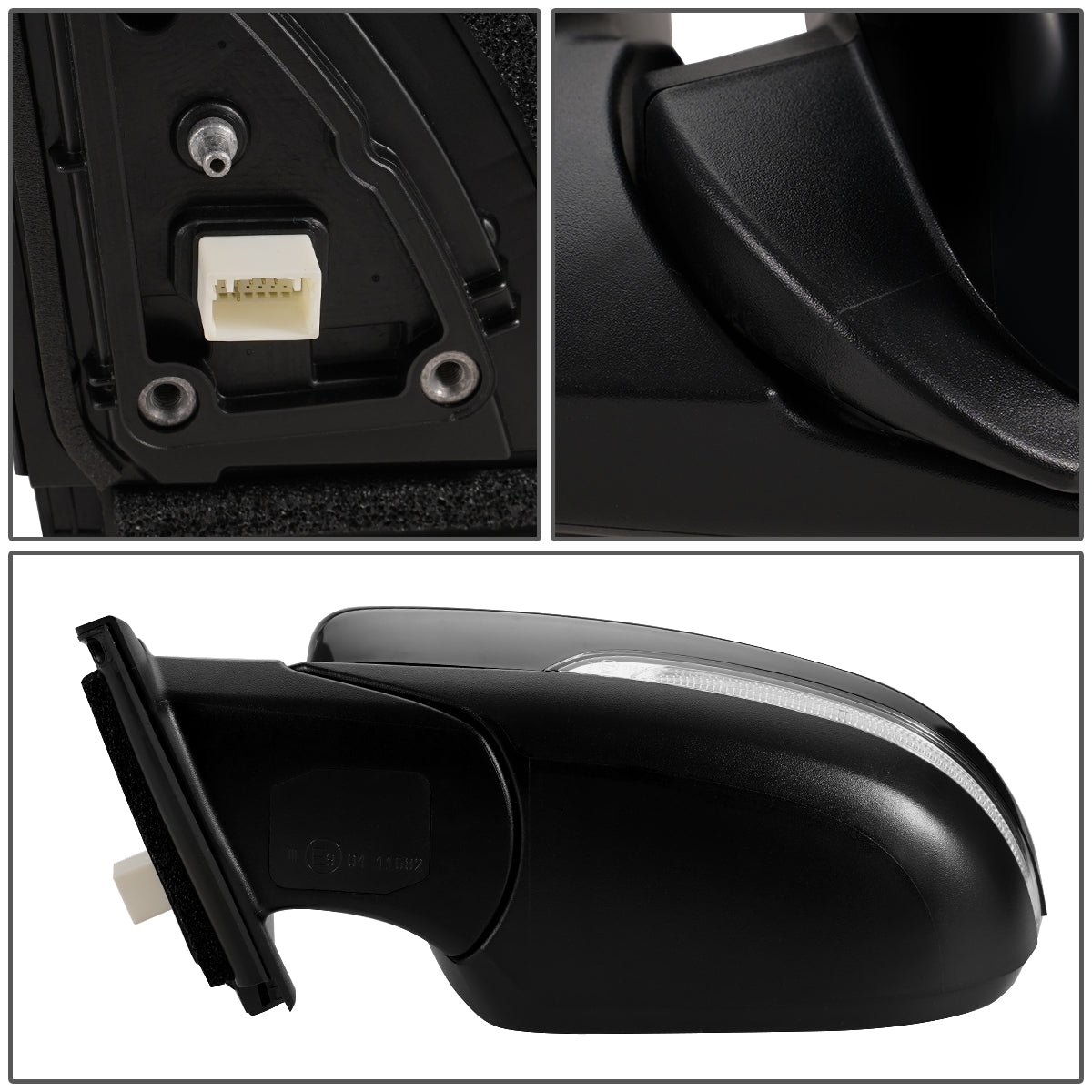 RETROVISOR MIRROR - OEM - 16-18 HYUNDAI TUCSON - POWERED - HEATED - W/ SIGNAL LIGHT - W/ SPOTTER GLASS - BLACK MATERIAL - LEFT