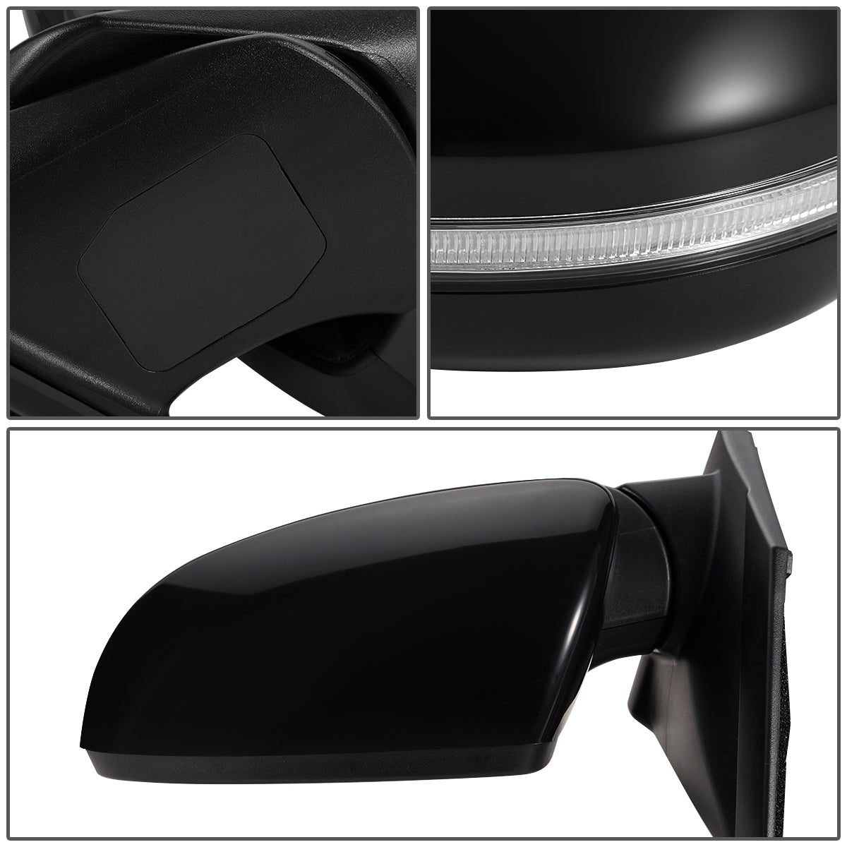 RETROVISOR MIRROR - OEM - 16-18 HYUNDAI TUCSON - POWERED - HEATED - W/ SIGNAL LIGHT - W/ SPOTTER GLASS - BLACK MATERIAL - LEFT