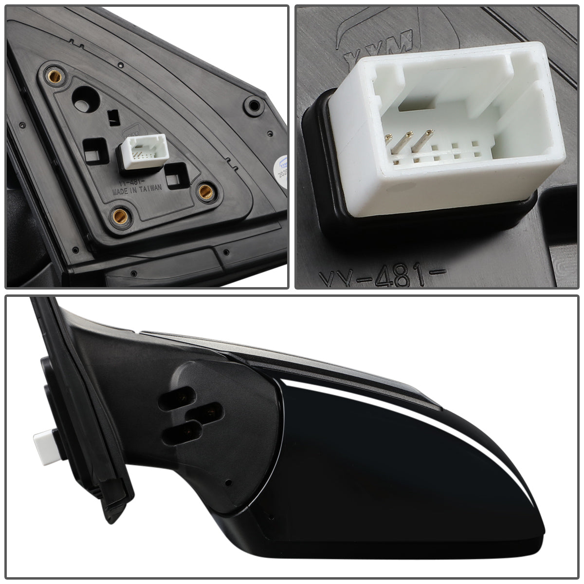 RETROVISOR MIRROR - OEM - 18-20 HYUNDAI KONA - POWERED - FOLDING - W/ SPOTTER GLASS - BLACK MATERIAL - LEFT