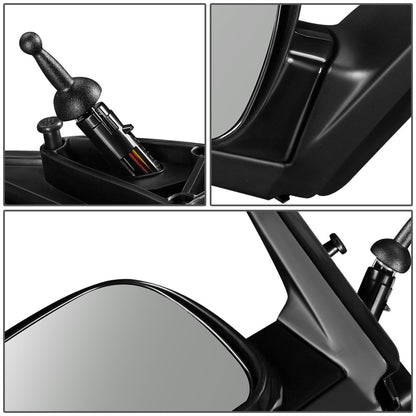 RETROVISOR MIRROR - OEM - 01-06 HYUNDAI SANTA FE - MANUAL - PAINTABLE - BLACK - RIGHT