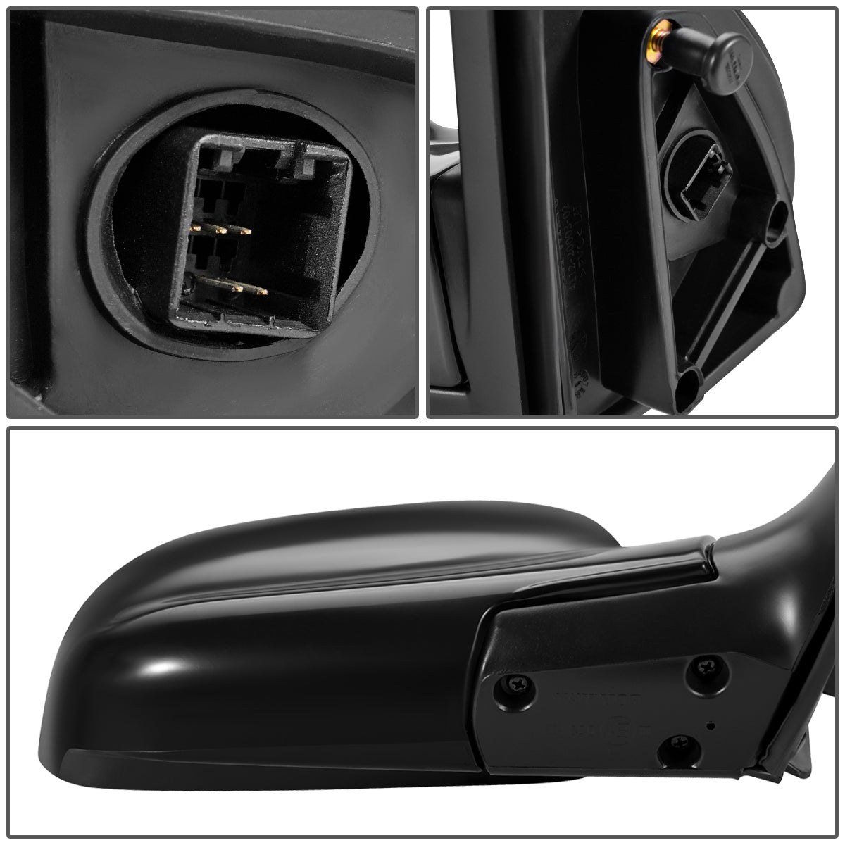 RETROVISOR MIRROR - OEM - 01-06 HYUNDAI SANTA FE - POWERED - HEATED - POWER FOLDING - BLACK MATERIAL - RIGHT