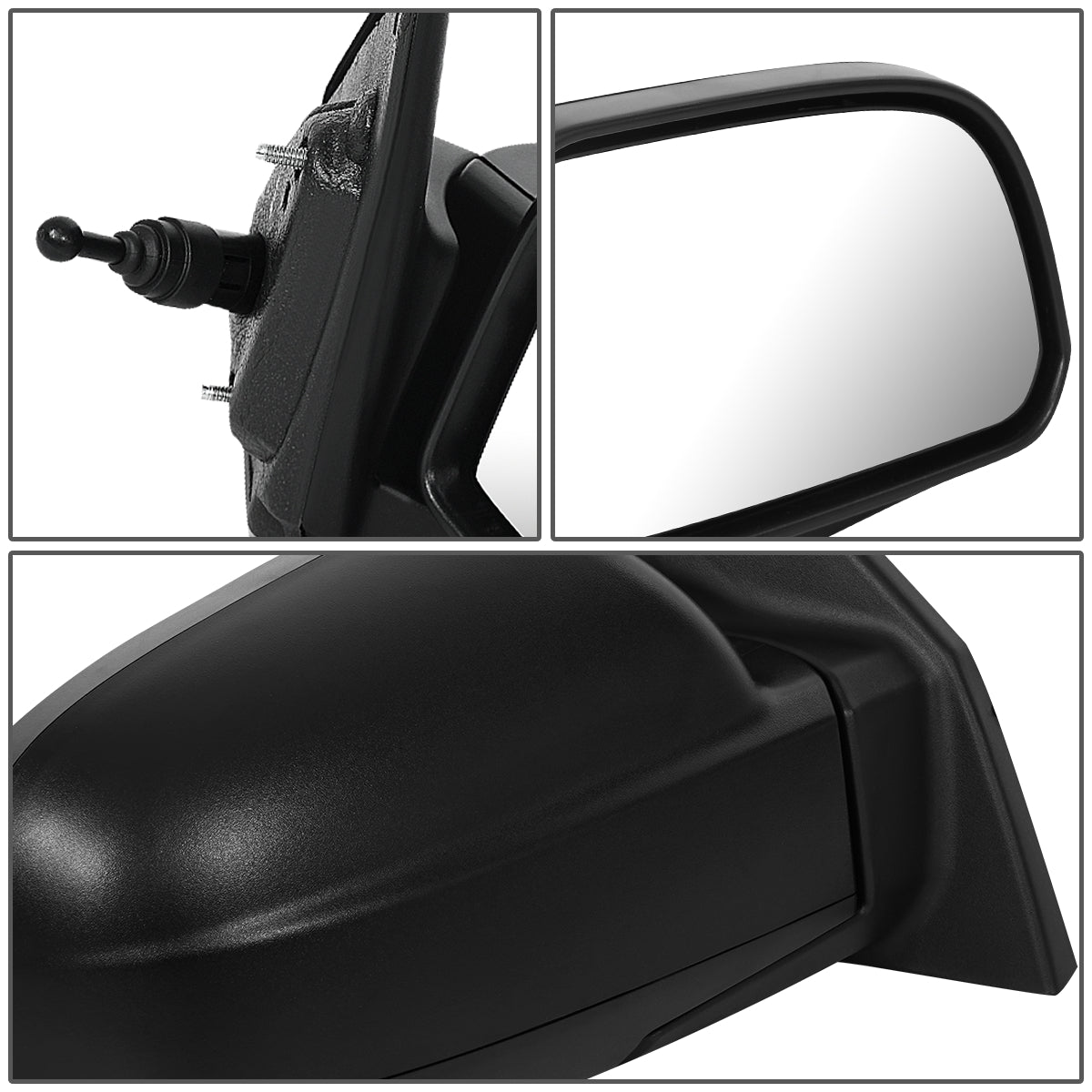RETROVISOR MIRROR - OEM - 05-09 HYUNDAI TUCSON - MANUAL - TEXTURED - BLACK - RIGHT