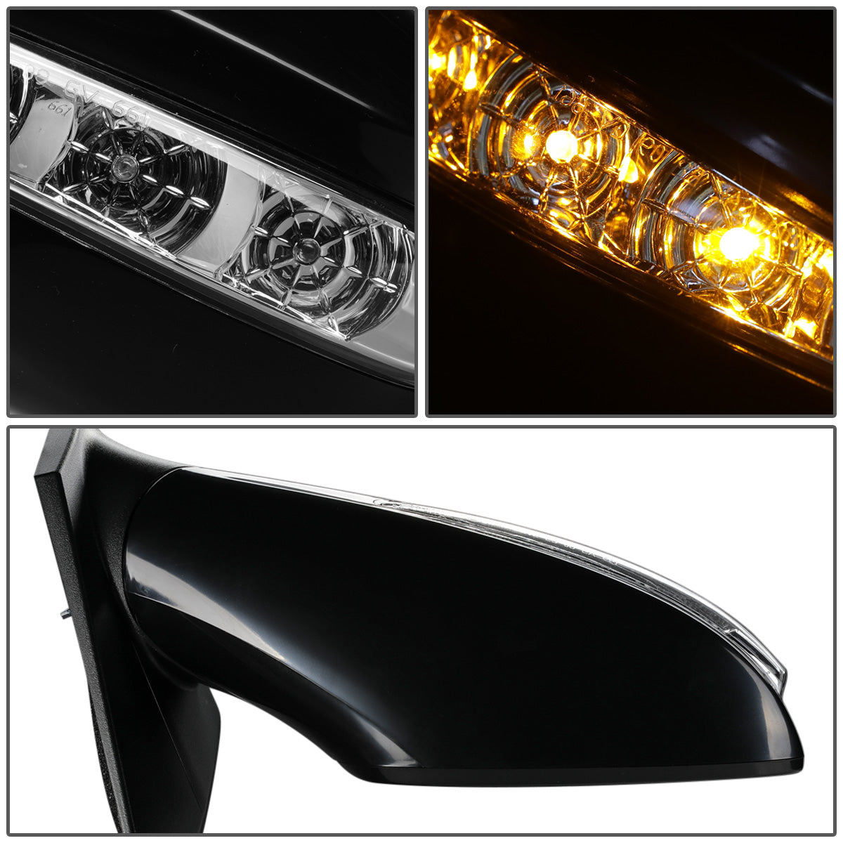 RETROVISOR MIRROR - OEM - 11-14 HYUNDAI SONATA - POWERED - W/ SIGNAL LIGHT - FOLDING - BLACK MATERIAL - RIGHT