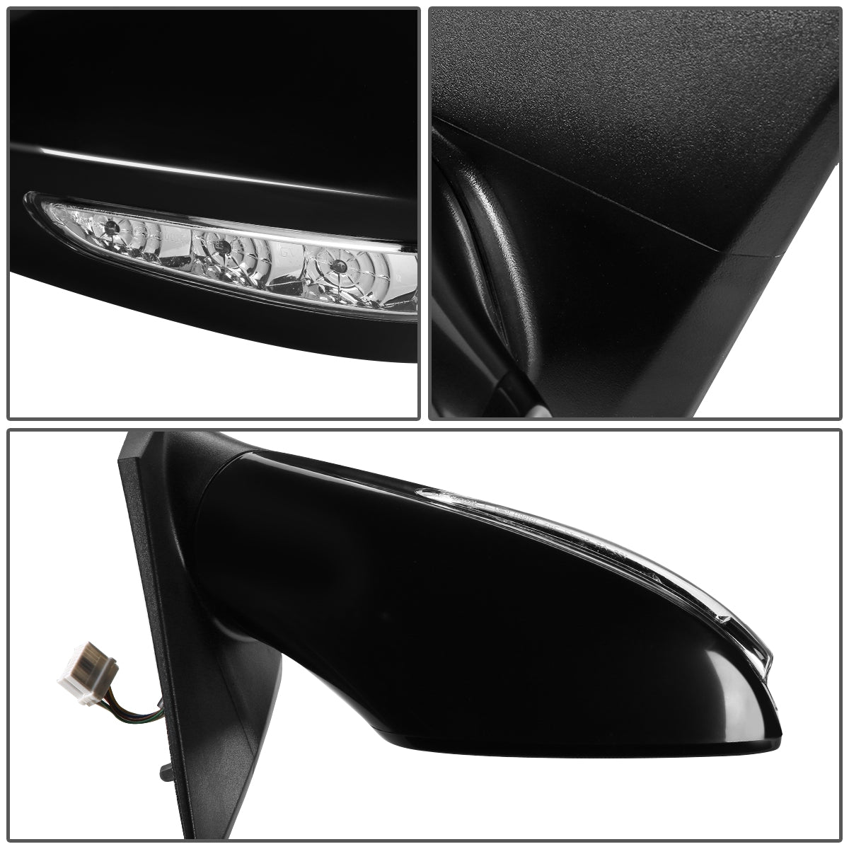 RETROVISOR MIRROR - OEM - 11-14 HYUNDAI SONATA - POWERED - HEATED - TEXTURED - BLACK - RIGHT