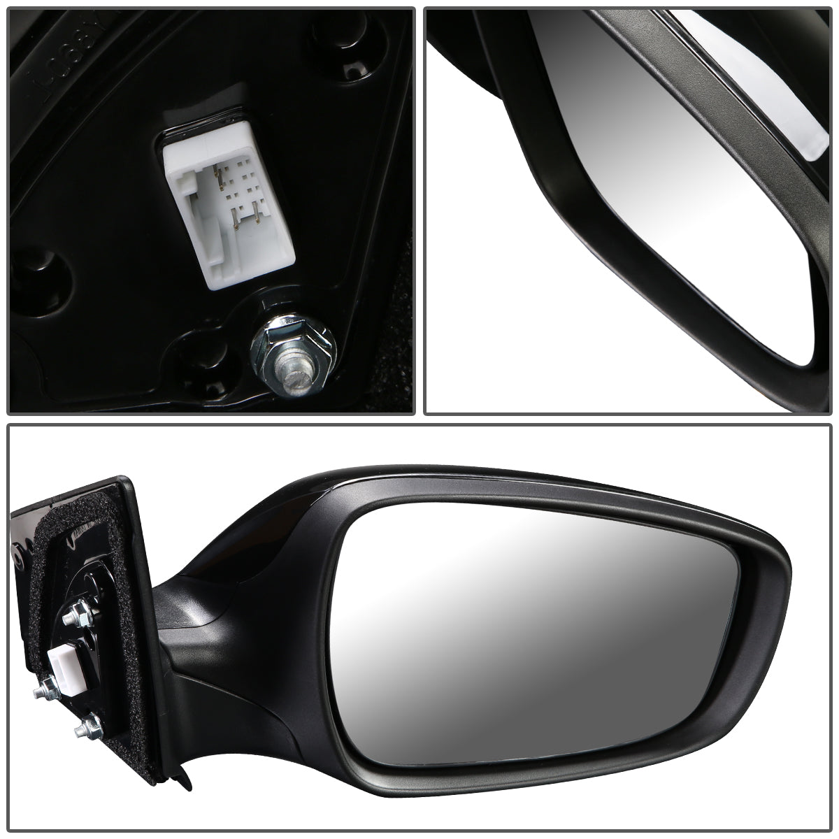 RETROVISOR MIRROR - OEM - 11-13 HYUNDAI ELANTRA - POWERED - HEATED - TEXTURED - BLACK - RIGHT