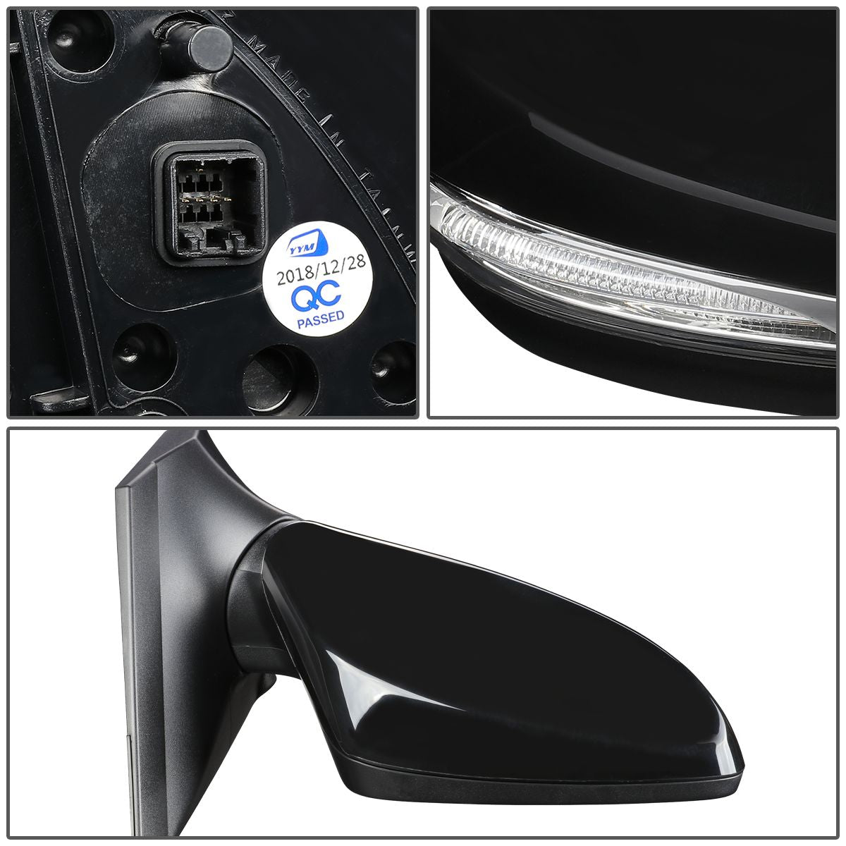 RETROVISOR MIRROR - OEM - 12-17 HYUNDAI ACCENT - POWERED - BLACK - RIGHT