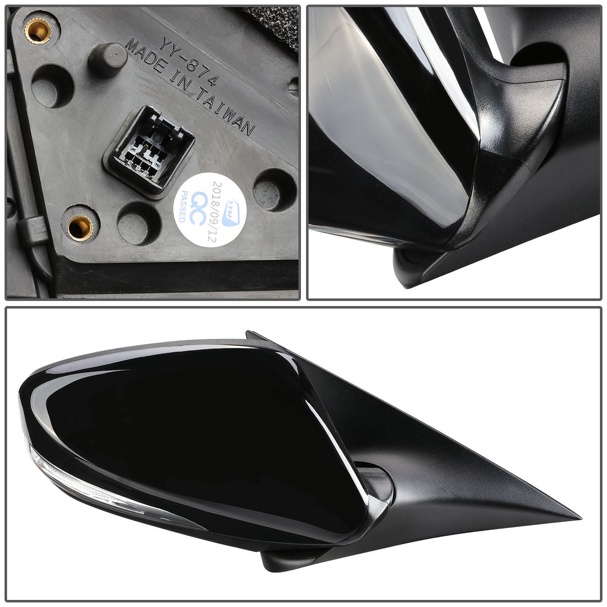 RETROVISOR MIRROR - OEM - 13-14 HYUNDAI VELOSTER - FITS MODELS WITH PANORAMIC SUNROOF - POWERED - HEATED - TEXTURED - BLACK - RIGHT