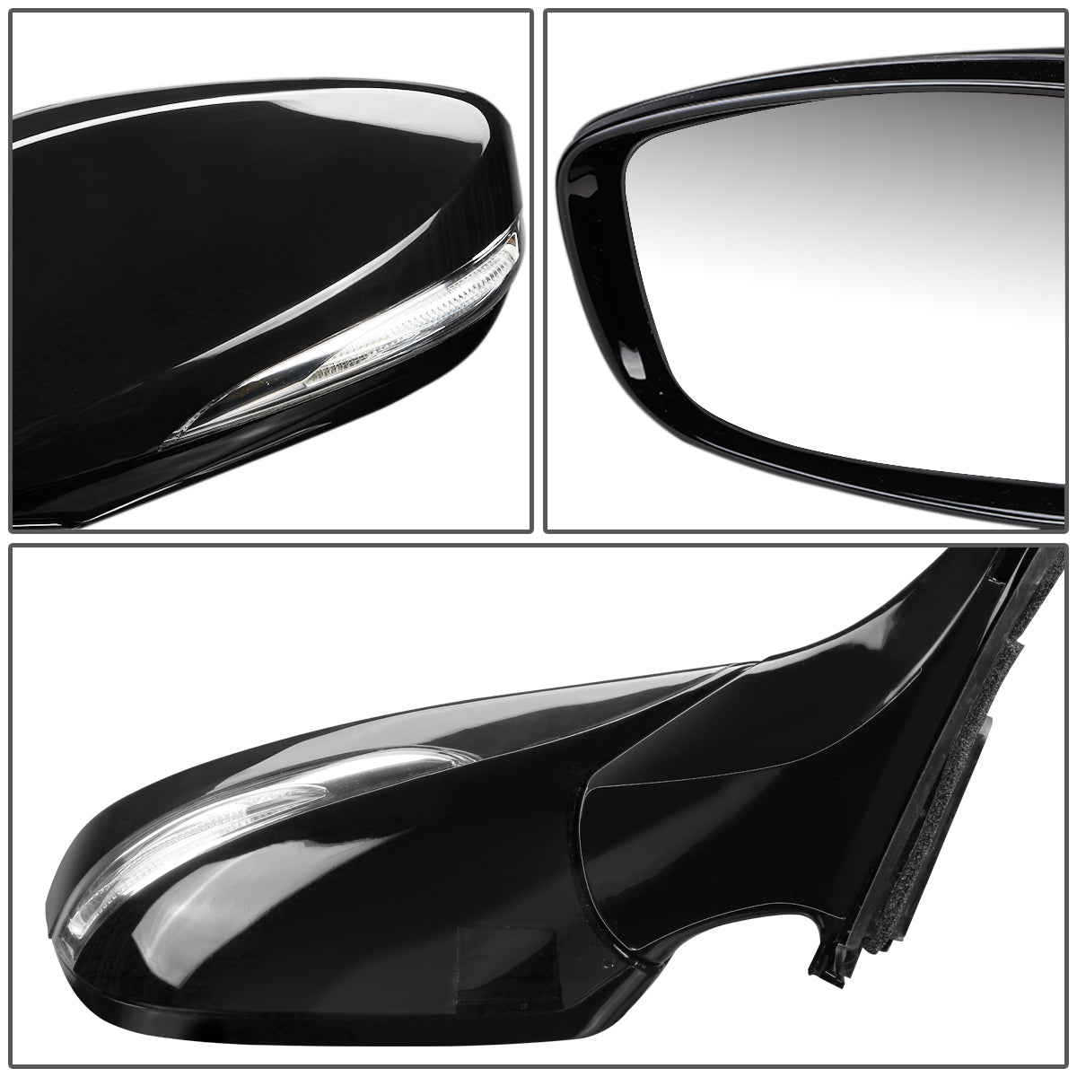 RETROVISOR MIRROR - OEM - 12-14 HYUNDAI VELOSTER - FITS MODELS WITH PANORAMIC SUNROOF - POWERED - HEATED - W/ SIGNAL LIGHT - FOLDING - BLACK - RIGHT
