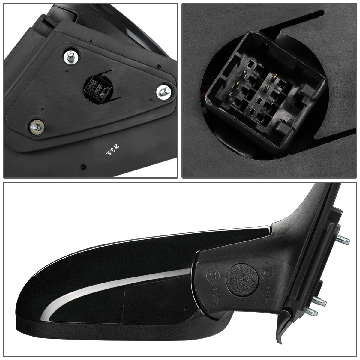 RETROVISOR MIRROR - OEM - 07-10 HYUNDAI ELANTRA - POWERED - HEATED - FOLDING - BLACK MATERIAL - RIGHT