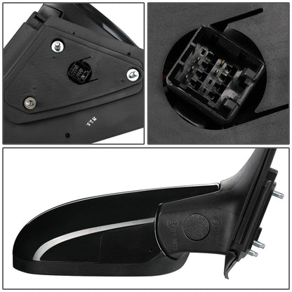 RETROVISOR MIRROR - OEM - 07-10 HYUNDAI ELANTRA - POWERED - HEATED - FOLDING - BLACK MATERIAL - RIGHT