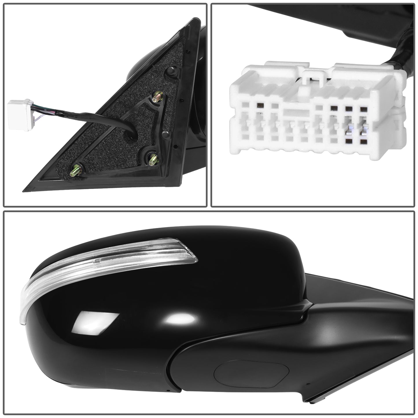 RETROVISOR MIRROR - OE STYLE - HYUNDAI GENESIS 2009-2014 - WITH POWER WITH HEATED GLASS WITH TURN SIGNAL - PASSENGER RIGHT SIDE - BLACK