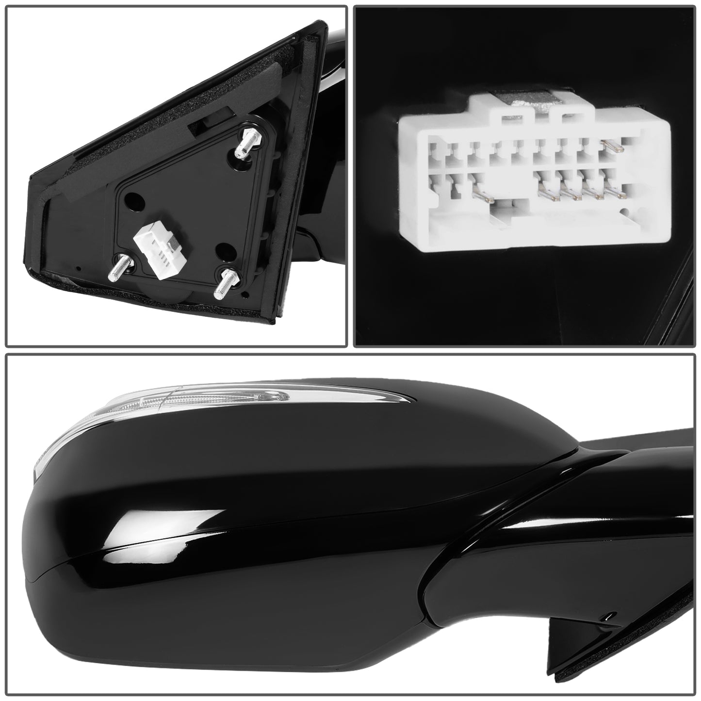 RETROVISOR MIRROR - OE STYLE - HYUNDAI SANTA FE SPORT 2013-2016 - WITH POWER WITH HEATED GLASS WITH TURN SIGNAL - PASSENGER RIGHT SIDE - BLACK