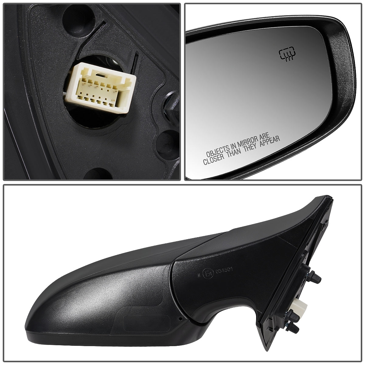RETROVISOR MIRROR - OEM - 11-13 HYUNDAI ELANTRA - POWERED - HEATED - FOLDING - BLACK MATERIAL - RIGHT