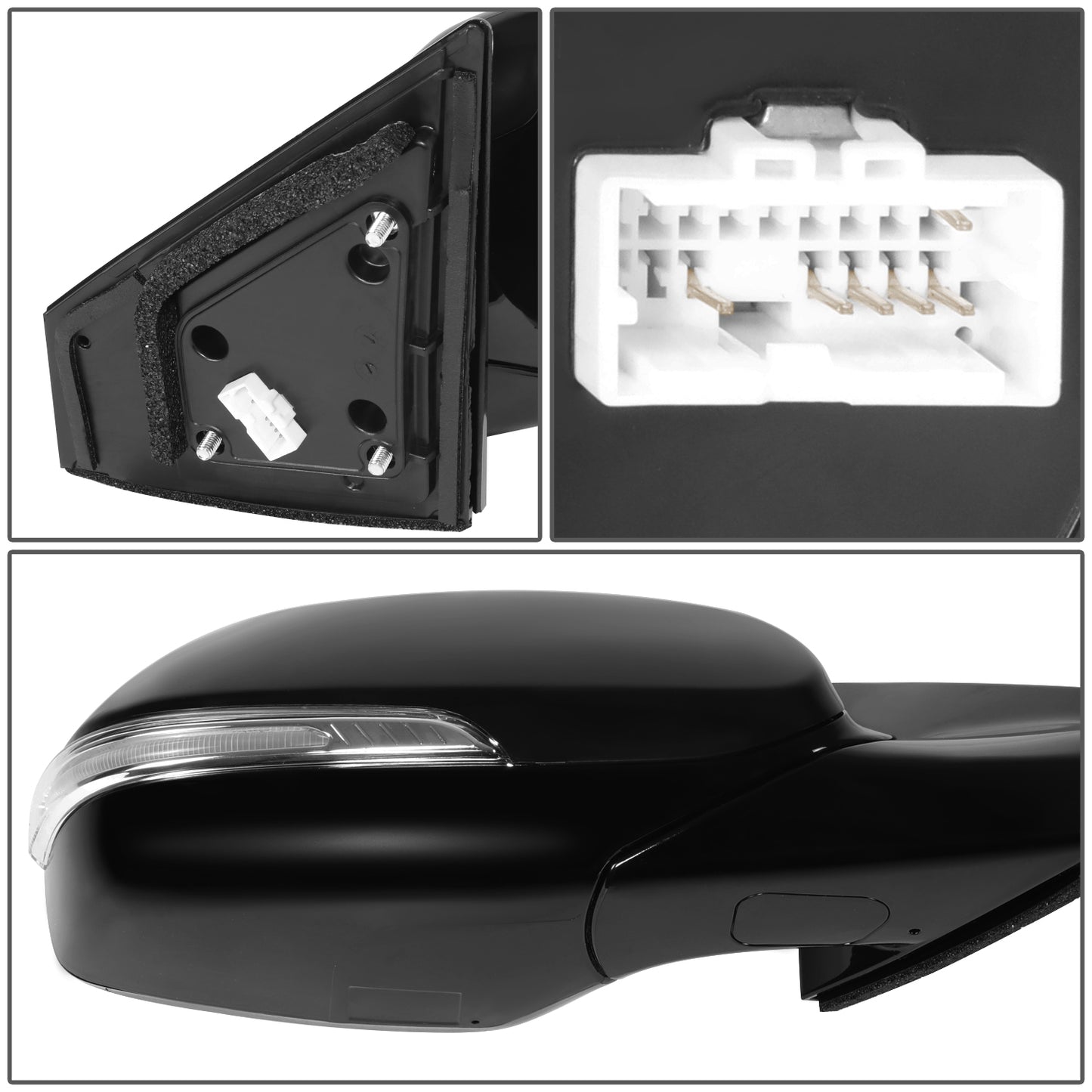 RETROVISOR MIRROR - OE STYLE - HYUNDAI SANTA FE 2013-2016 - WITH POWER WITH HEATED GLASS WITH TURN SIGNAL - PASSENGER RIGHT SIDE - BLACK