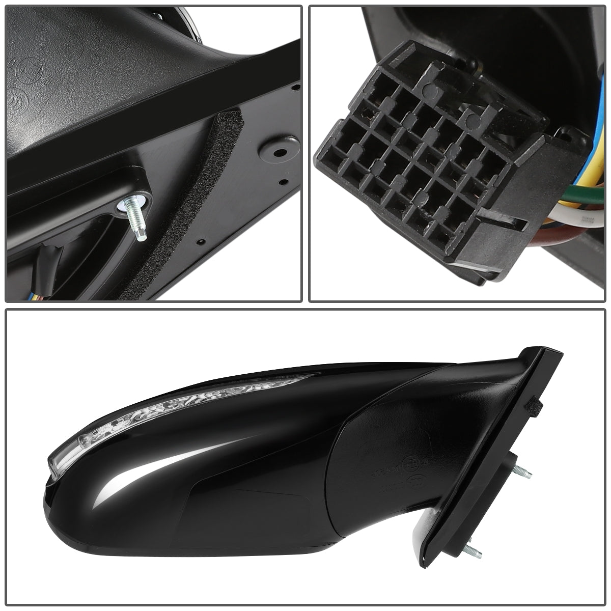 RETROVISOR MIRROR - OEM - 11-14 HYUNDAI SONATA - POWERED - HEATED - W/ SIGNAL LIGHT - FOLDING - BLACK MATERIAL - RIGHT