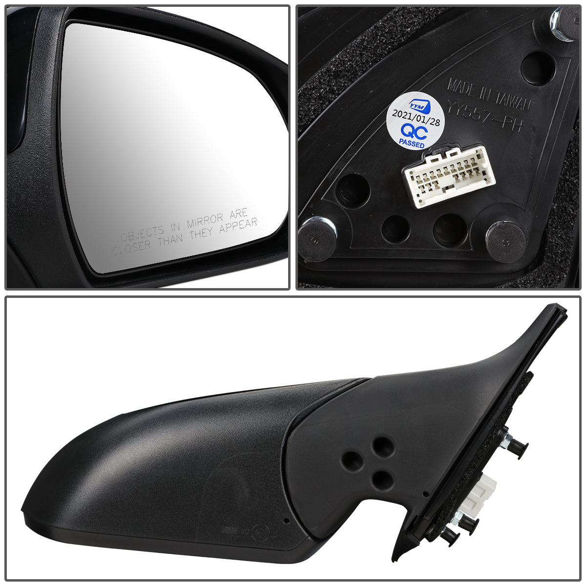 RETROVISOR MIRROR - OEM - 17-18 HYUNDAI ELANTRA - POWERED - HEATED - FOLDING - BLACK MATERIAL - RIGHT