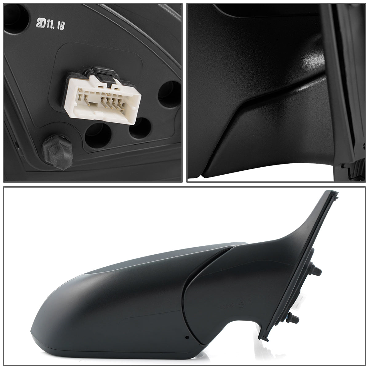 RETROVISOR MIRROR - OEM - 17-18 HYUNDAI ELANTRA - POWERED - HEATED - W/ BSD - FOLDING - BLACK MATERIAL - RIGHT