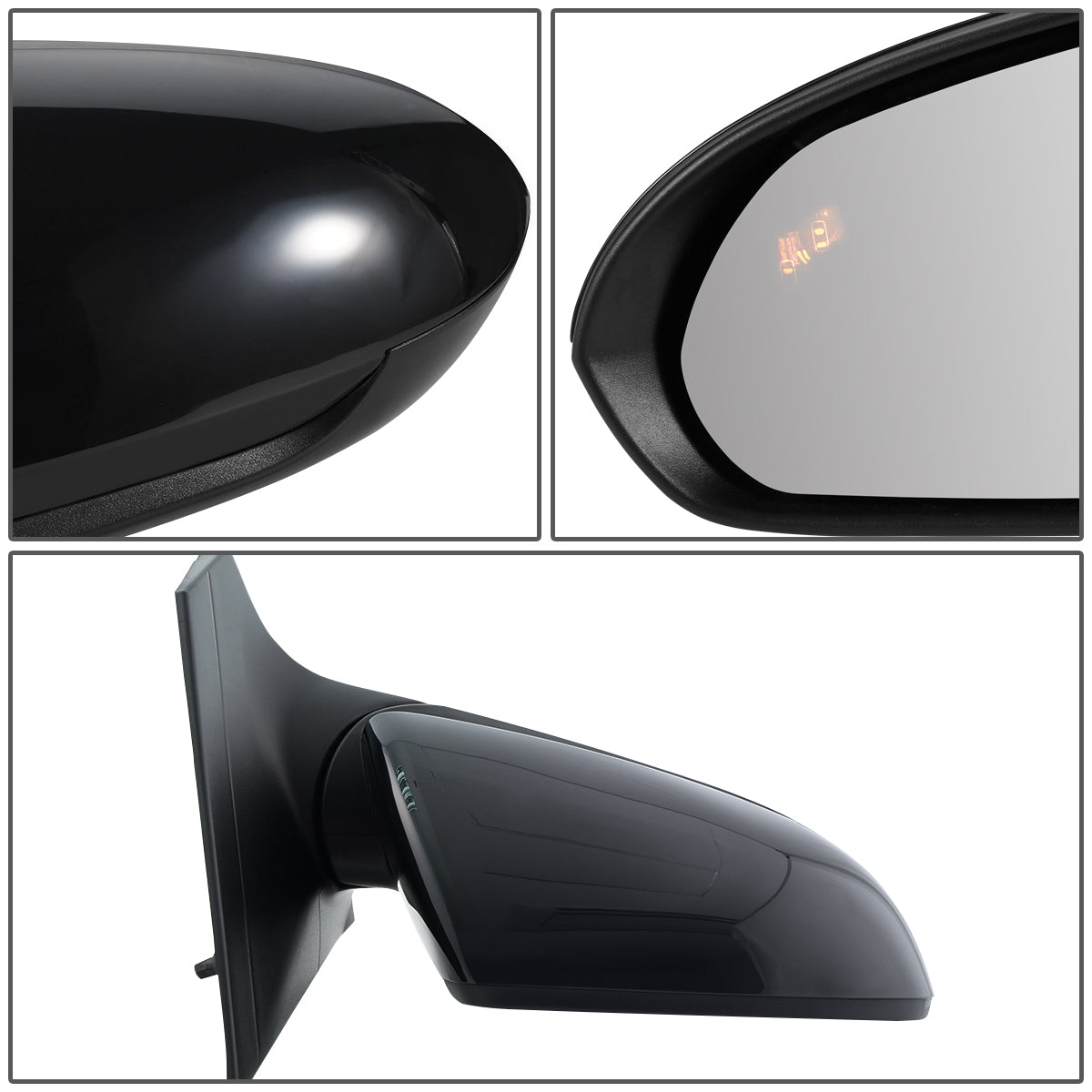 RETROVISOR MIRROR - OEM - 17-18 HYUNDAI ELANTRA - POWERED - HEATED - W/ BSD - FOLDING - BLACK MATERIAL - RIGHT