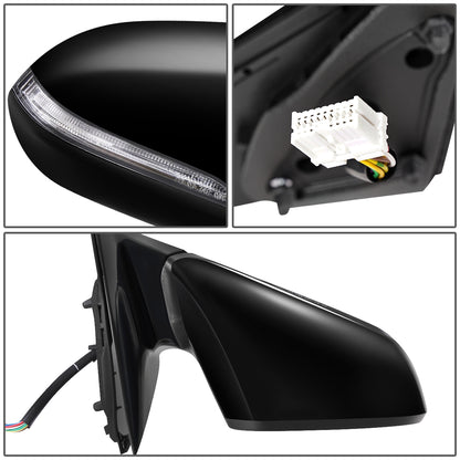 RETROVISOR MIRROR - OEM - 15-17 HYUNDAI SONATA - POWERED - HEATED - W/ SIGNAL LIGHT - W/ MEMORY - W/ BSD - FOLDING - BLACK MATERIAL - RIGHT