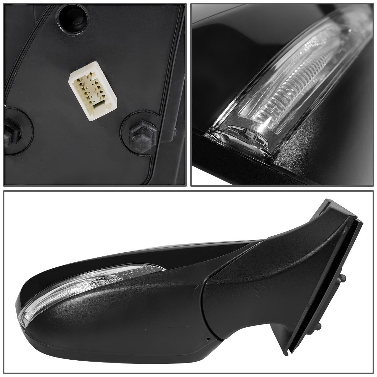 RETROVISOR MIRROR - OEM - 11-13 HYUNDAI ELANTRA - POWERED - HEATED - W/ SIGNAL LIGHT - FOLDING - BLACK MATERIAL - RIGHT