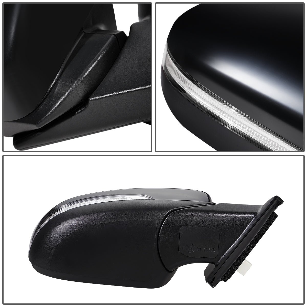 RETROVISOR MIRROR - OEM - 16-18 HYUNDAI TUCSON - POWERED - HEATED - W/ SIGNAL LIGHT - FOLDING - BLACK MATERIAL - RIGHT