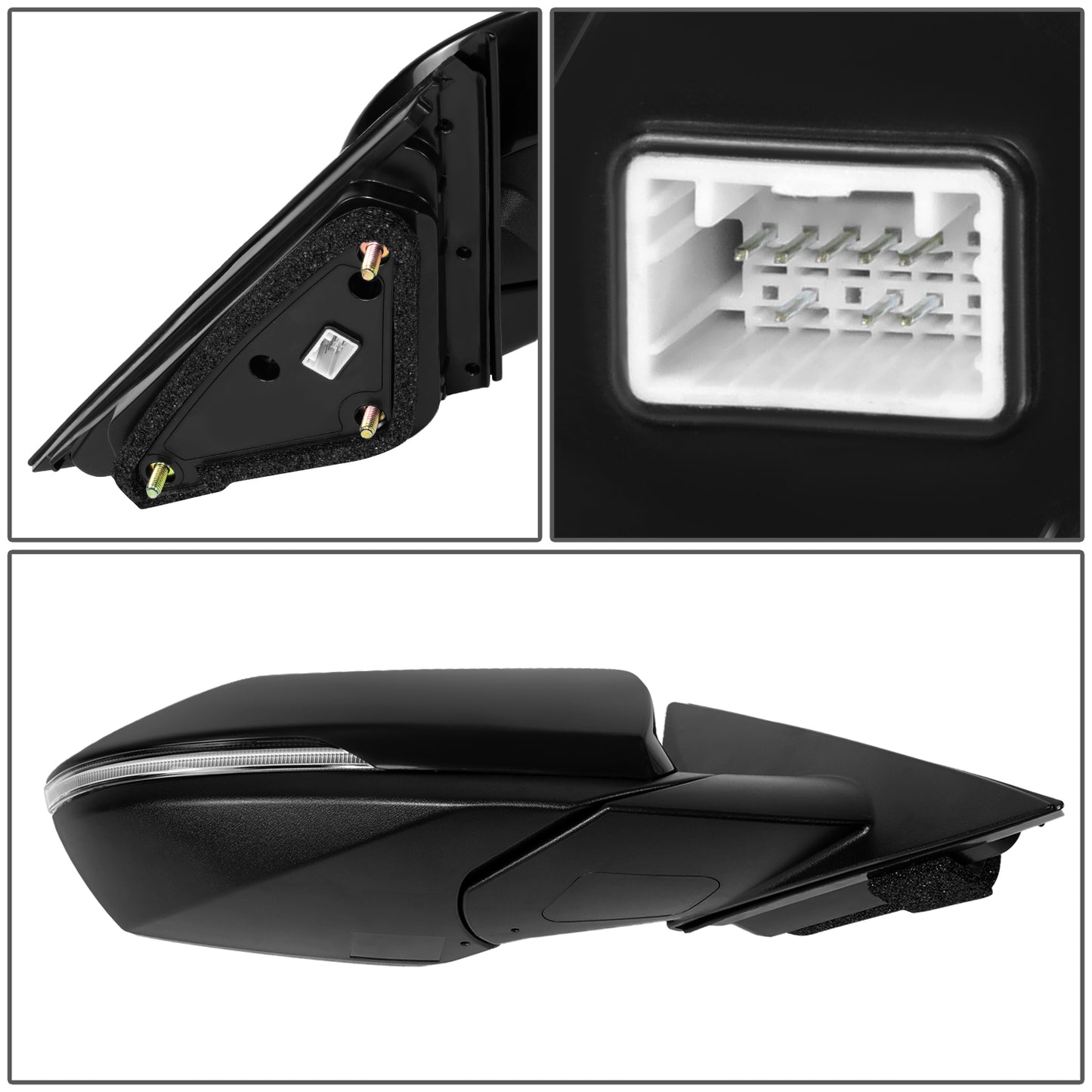 RETROVISOR MIRROR - OE STYLE - HYUNDAI ELANTRA 2021-2023 - WITH POWER WITH HEATED GLASS WITH TURN SIGNAL U.S BUILT - PASSENGER RIGHT SIDE - BLACK