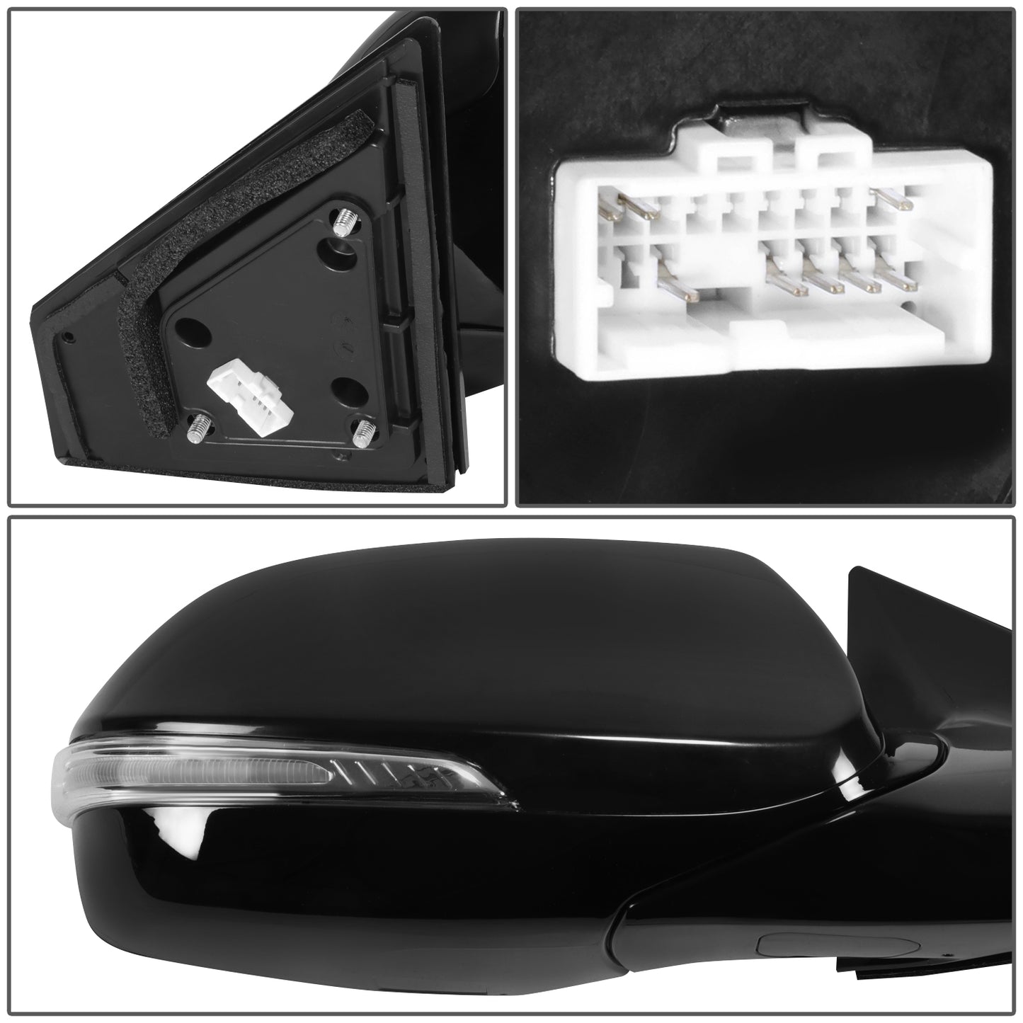 RETROVISOR MIRROR - OE STYLE - HYUNDAI SANTA FE 13-16 - WITH POWER WITH HEATED GLASS WITH TURN SIGNAL WITH BLIND SPOT - PASSENGER SIDE - PAINT TO MATCH - BLACK