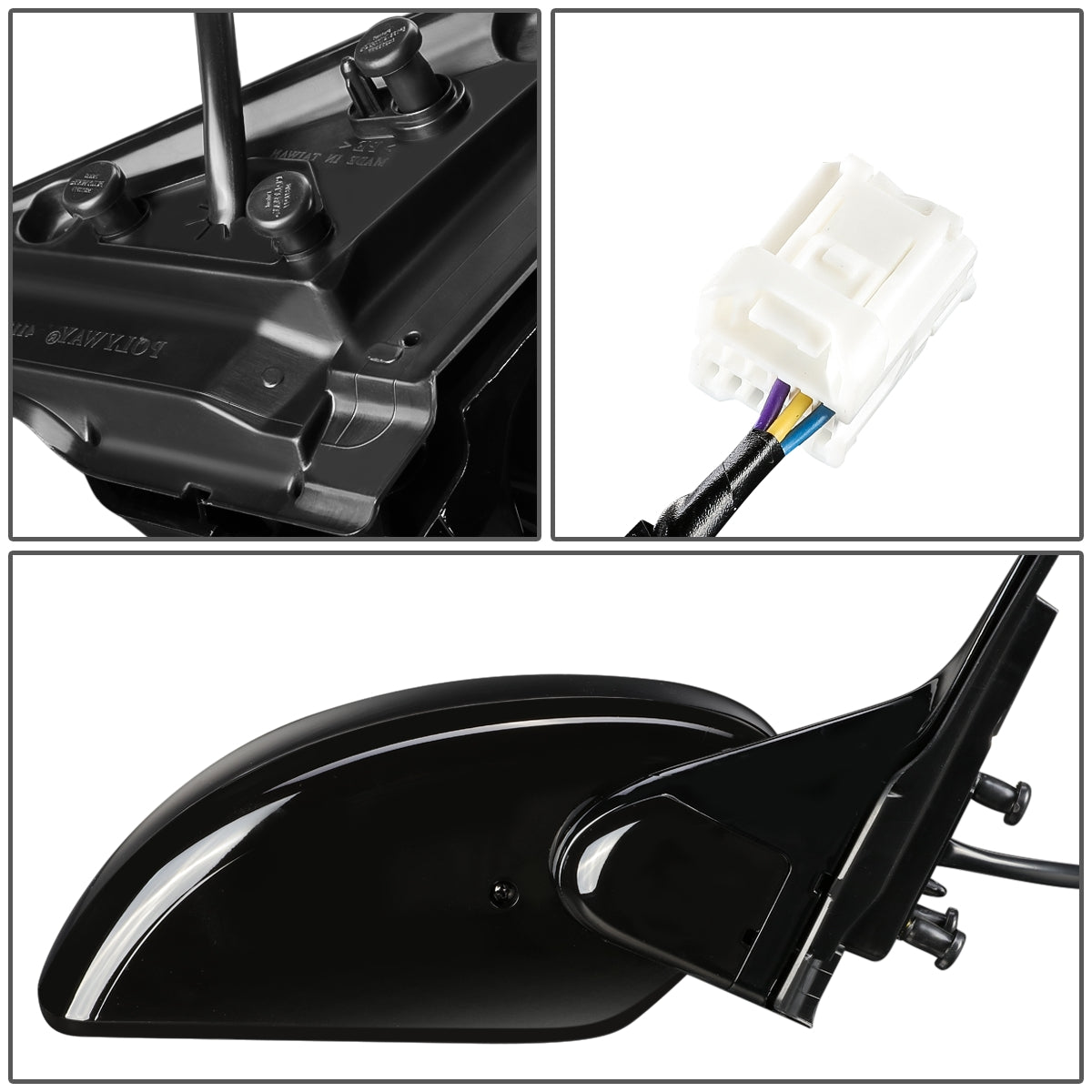 RETROVISOR MIRROR - OEM - 07-08 INFINITI G 35 SEDAN - POWERED - TEXTURED - BLACK - RIGHT