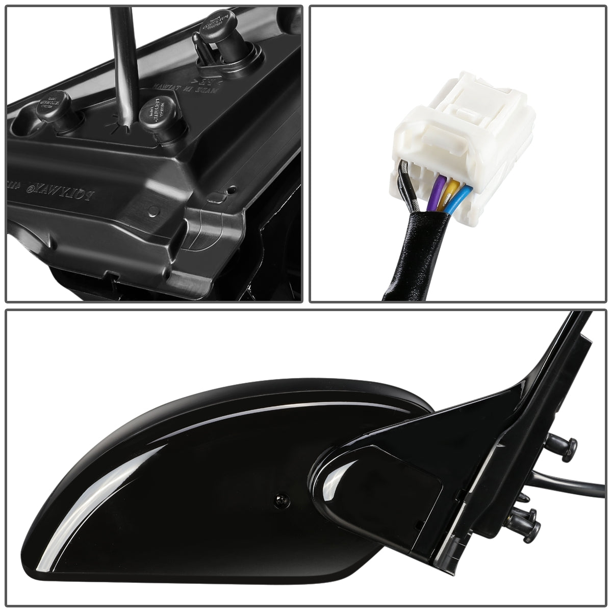 RETROVISOR MIRROR - OEM - 07-08 INFINITI G 35 SEDAN - POWERED - HEATED - TEXTURED - BLACK - RIGHT