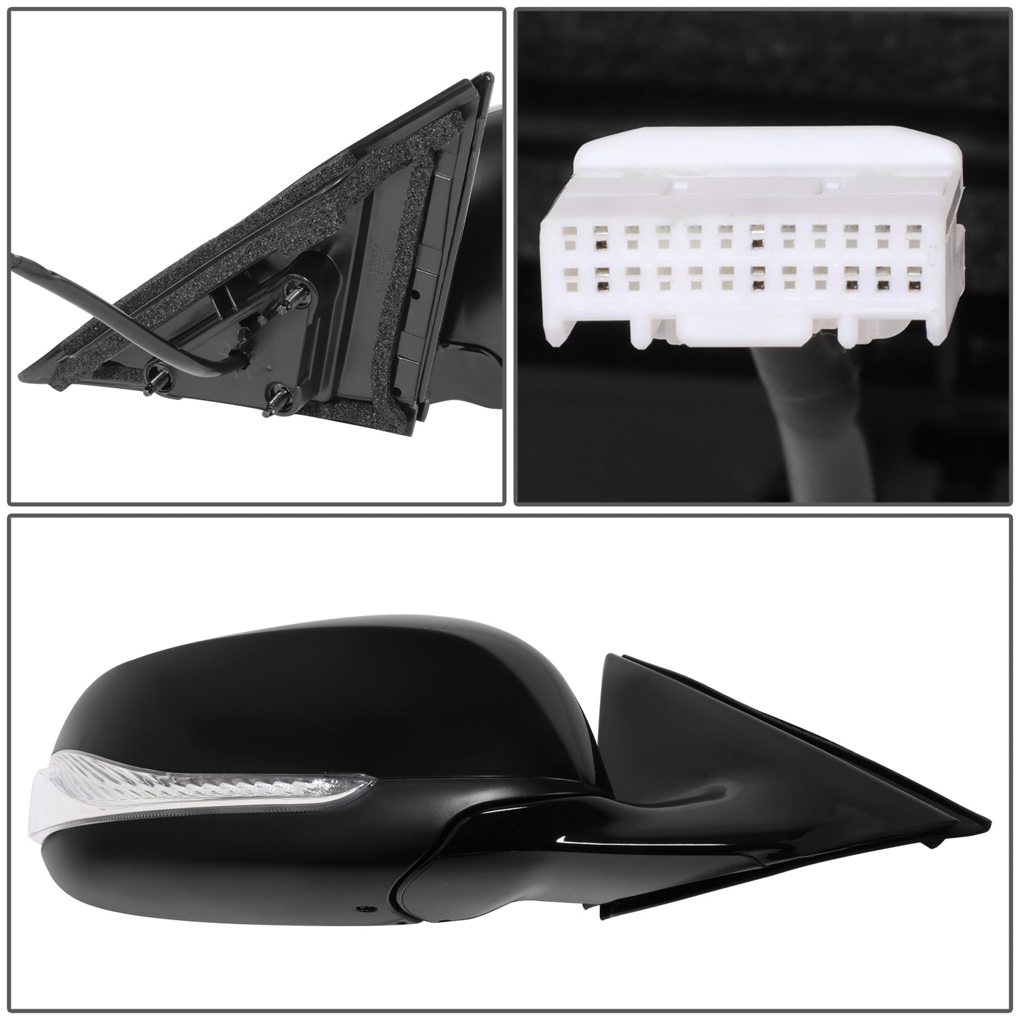 RETROVISOR MIRROR - OE STYLE - INFINITI Q50 14-21 - WITH POWER WITH HEATED WITH SIGNAL - PASSENGER SIDE - PAINT TO MATCH - BLACK