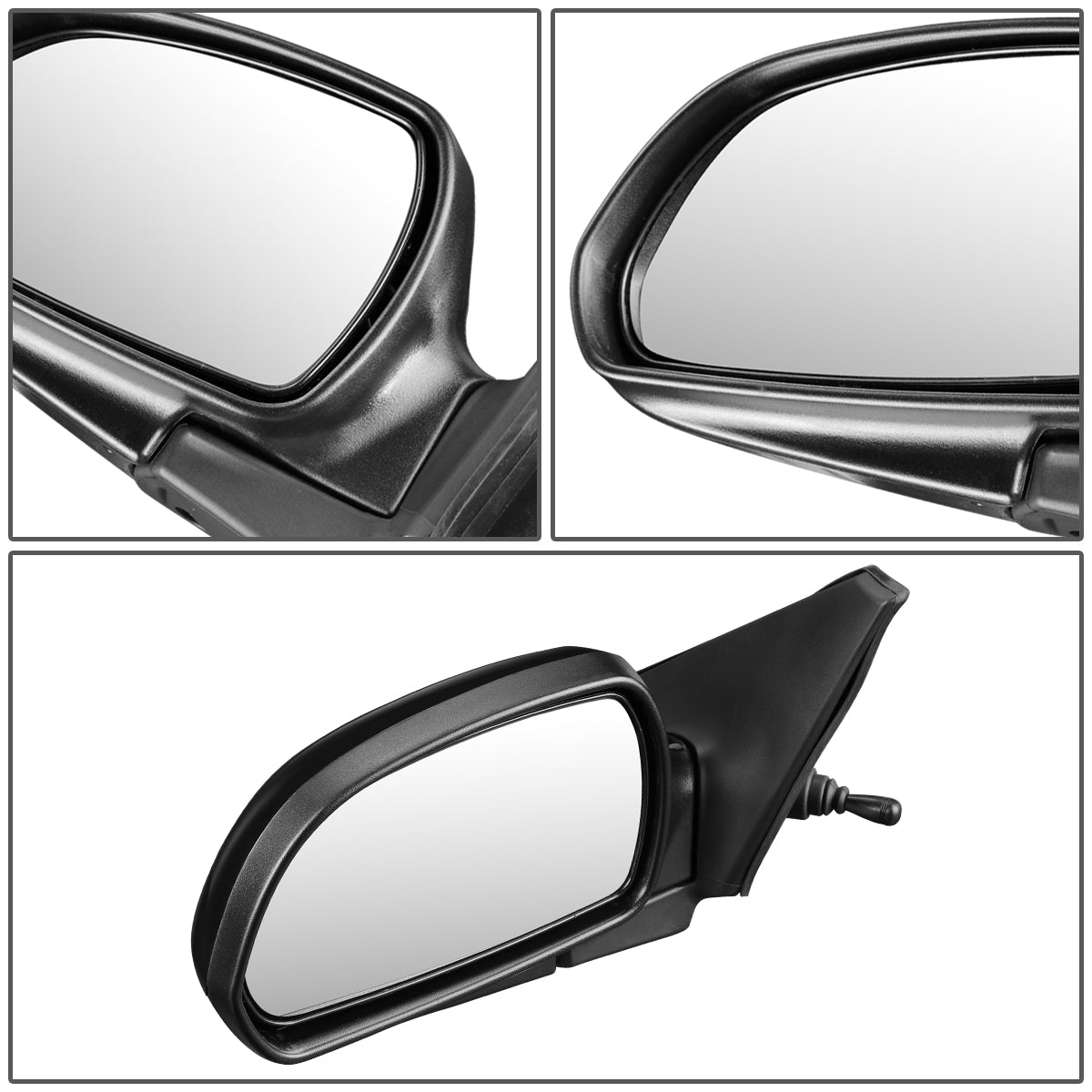 RETROVISOR MIRROR - OEM - 02-04 KIA SPECTRA 1.8L - MANUAL - PAINTABLE - BLACK - LEFT