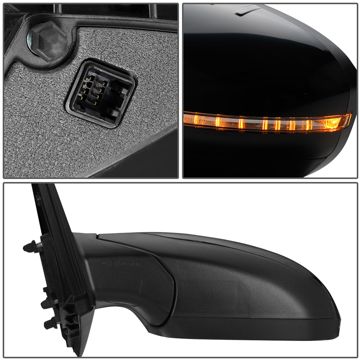 RETROVISOR MIRROR - OEM - 11-15 KIA OPTIMA - POWERED - HEATED - W/ SIGNAL LIGHT - POWER FOLDING - BLACK MATERIAL - LEFT