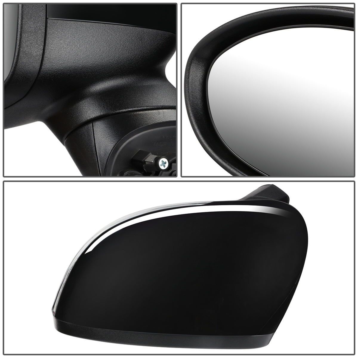 RETROVISOR MIRROR - OEM - 12-15 KIA RIO - POWERED - HEATED - W/ SIGNAL LIGHT - FOLDING - BLACK MATERIAL - LEFT