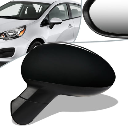 RETROVISOR MIRROR - OEM - 12-15 KIA RIO - POWERED - HEATED - FOLDING - BLACK MATERIAL - LEFT
