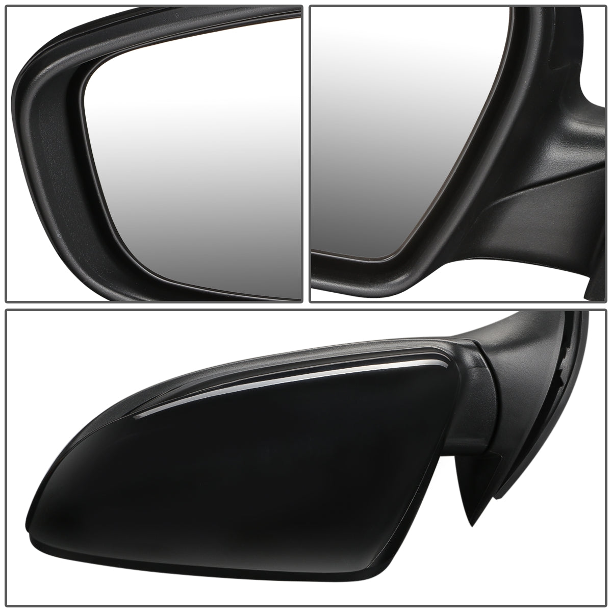 RETROVISOR MIRROR - OEM - 14-16 KIA FORTE, FORTE KOUP - POWERED - HEATED - FOLDING - BLACK MATERIAL - LEFT