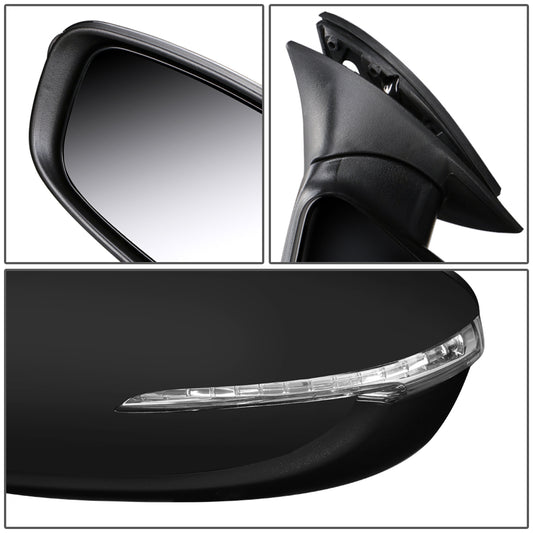 RETROVISOR MIRROR - OEM - 14-16 KIA FORTE, FORTE KOUP - POWERED - HEATED - FOLDING - W/ SIGNAL LIGHT - FOLDING - BLACK MATERIAL - LEFT
