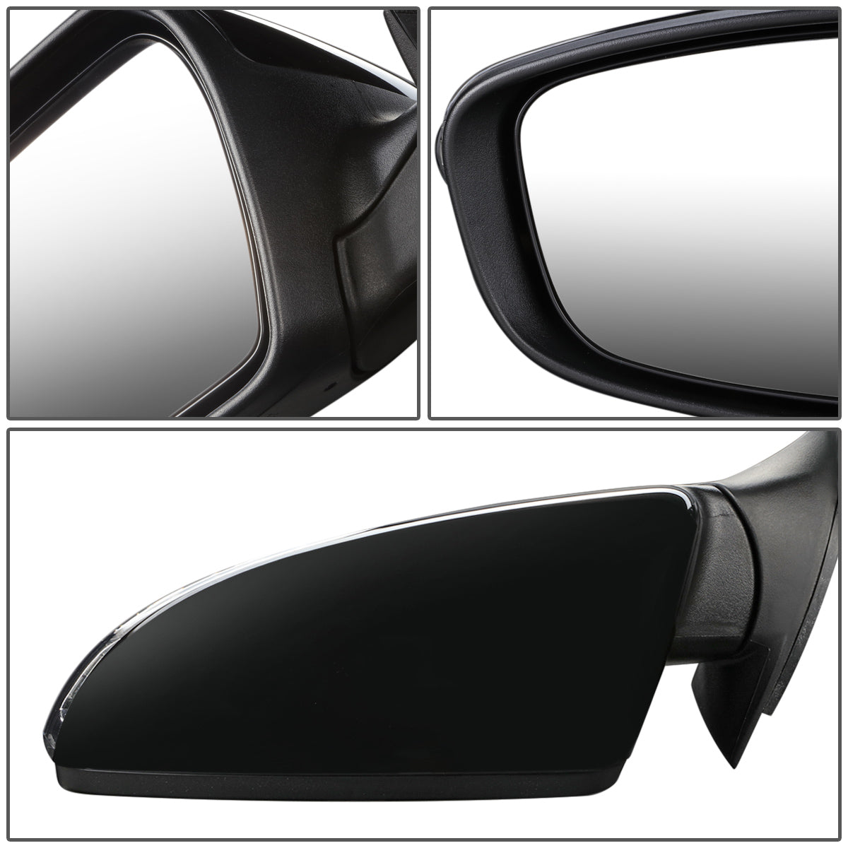 RETROVISOR MIRROR - OEM - 14-16 KIA FORTE, FORTE KOUP - POWERED - HEATED - W/ SIGNAL LIGHT - POWER FOLDING - BLACK MATERIAL - LEFT