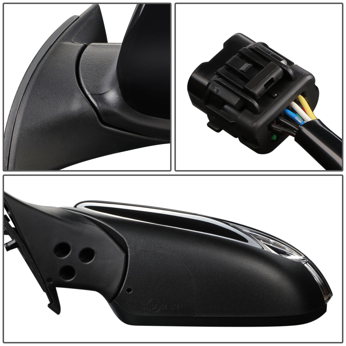 RETROVISOR MIRROR - OEM - 14-16 KIA FORTE, FORTE KOUP - POWERED - HEATED - W/ SIGNAL LIGHT - POWER FOLDING - BLACK MATERIAL - LEFT