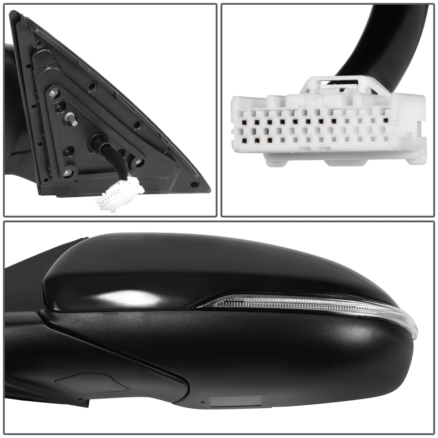 RETROVISOR MIRROR - OE STYLE - KIA OPTIMA 16-18 - WITH POWER FOLD WITH HEATED GLASS WITH MEMORY - WITHOUT HYBRID - DRIVER SIDE - PAINT TO MATCH - BLACK