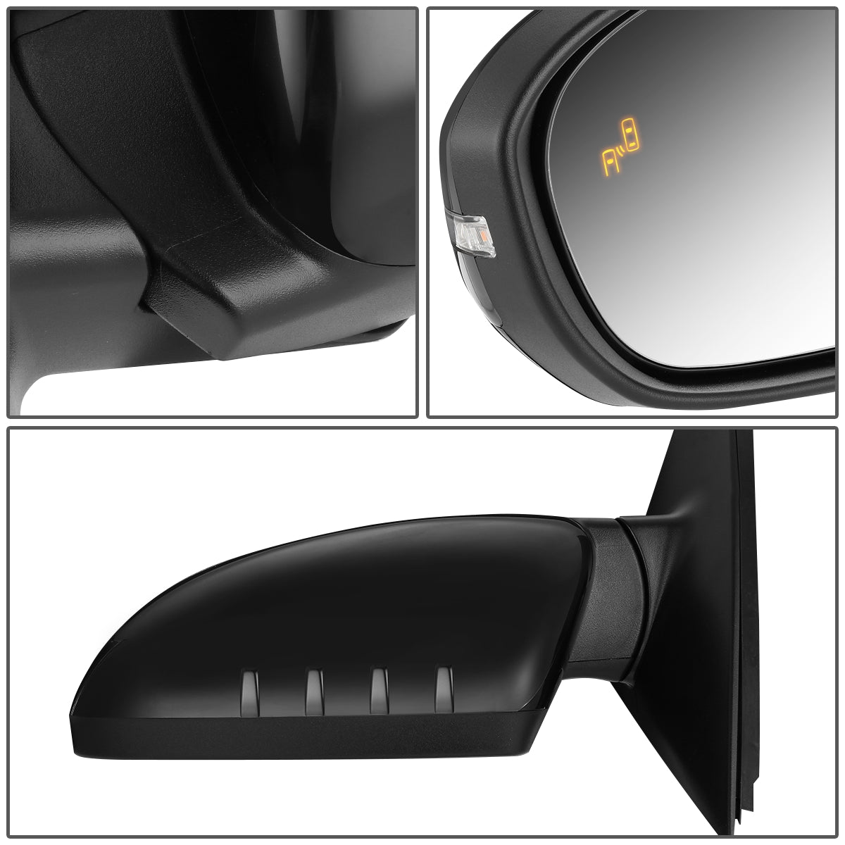 RETROVISOR MIRROR - OEM - 11-15 KIA OPTIMA - POWERED - HEATED - W/ SIGNAL LIGHT - W/ BSD - POWER FOLDING - BLACK MATERIAL - LEFT