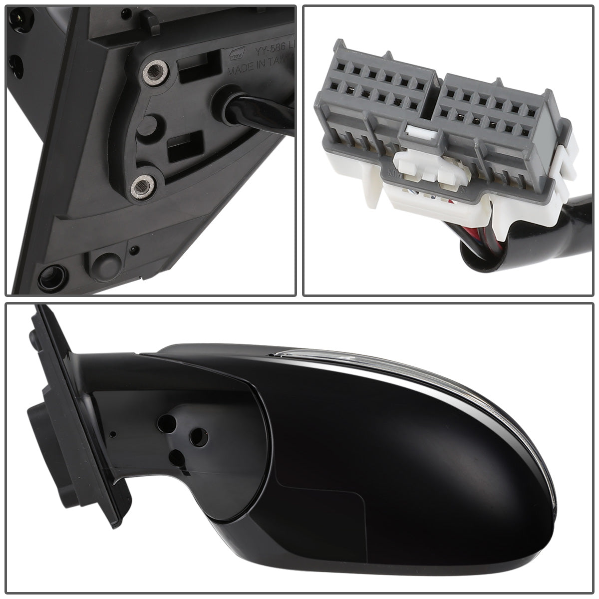 RETROVISOR MIRROR - OEM - 14-15 KIA SORENTO - POWERED - HEATED - W/ SIGNAL LIGHT - W/ BSD - FOLDING - BLACK MATERIAL - LEFT