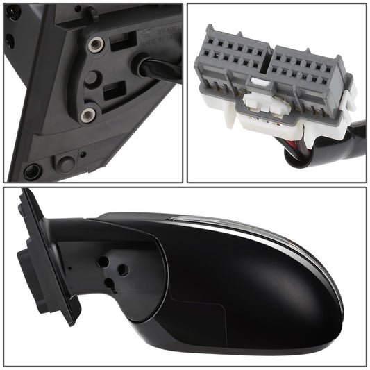 RETROVISOR MIRROR - OEM - 14-15 KIA SORENTO - POWERED - HEATED - W/ SIGNAL LIGHT - W/ BSD - FOLDING - BLACK MATERIAL - LEFT