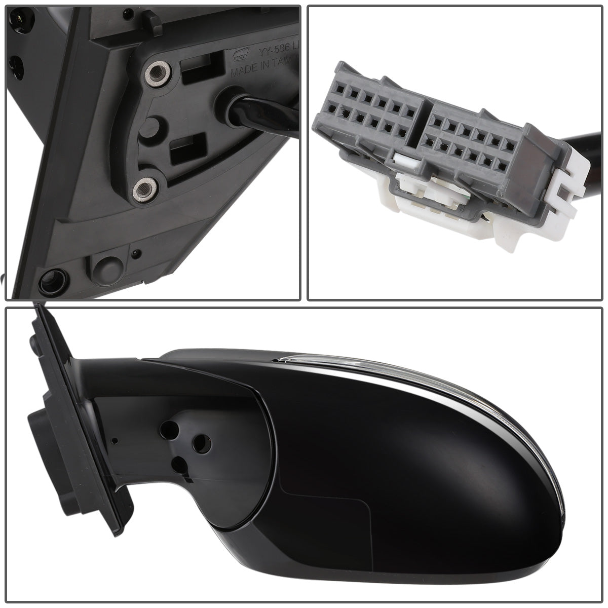 RETROVISOR MIRROR - OEM - 14-15 KIA SORENTO - POWERED - HEATED - W/ SIGNAL LIGHT - W/ MEMORY - W/ BSD - POWER FOLDING - BLACK MATERIAL - LEFT