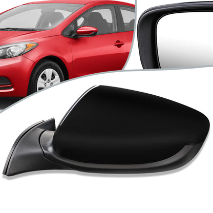 RETROVISOR MIRROR - OEM - 14-16 KIA FORTE, FORTE KOUP - POWERED - HEATED - FOLDING - BLACK MATERIAL - LEFT