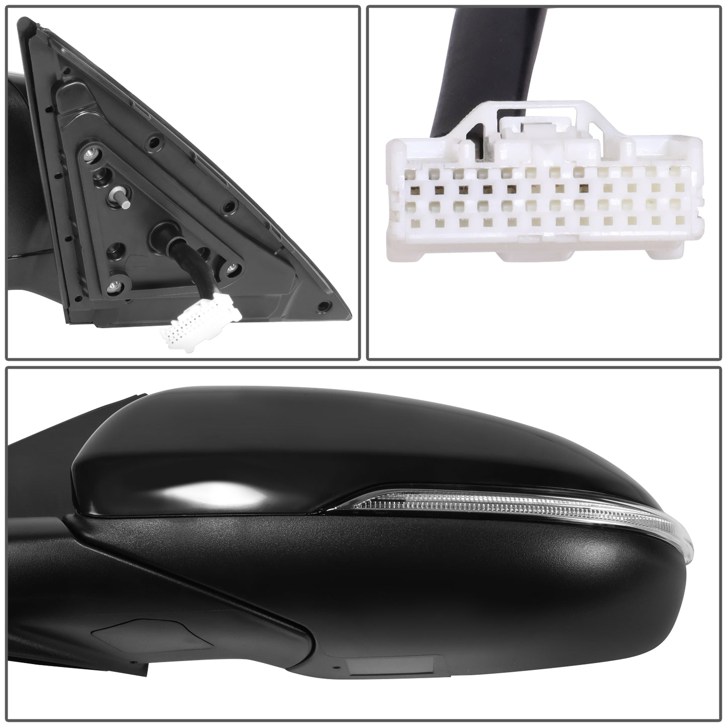 RETROVISOR MIRROR - OE STYLE - KIA OPTIMA 16-18 - WITH POWER FOLD WITH HEATED GLASS WITH TURN SIGNAL - WITHOUT HYBRID - DRIVER SIDE - PAINT TO MATCH - BLACK